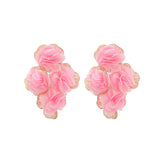 Chiffon flower multi-layer earrings, summer beach vacation style exaggerated earrings design, light luxury, niche