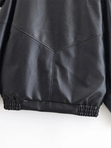 Women's Jacket 2026 Autunm  New Black Long Sleeve Pebble Faux Leather Jacket Motorcycle Style Personality Fashion