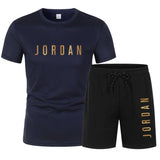 Summer Fashion Trendy Casual Sports Two Piece Set Youth Men's Short sleeved T-shirt+Shorts Set