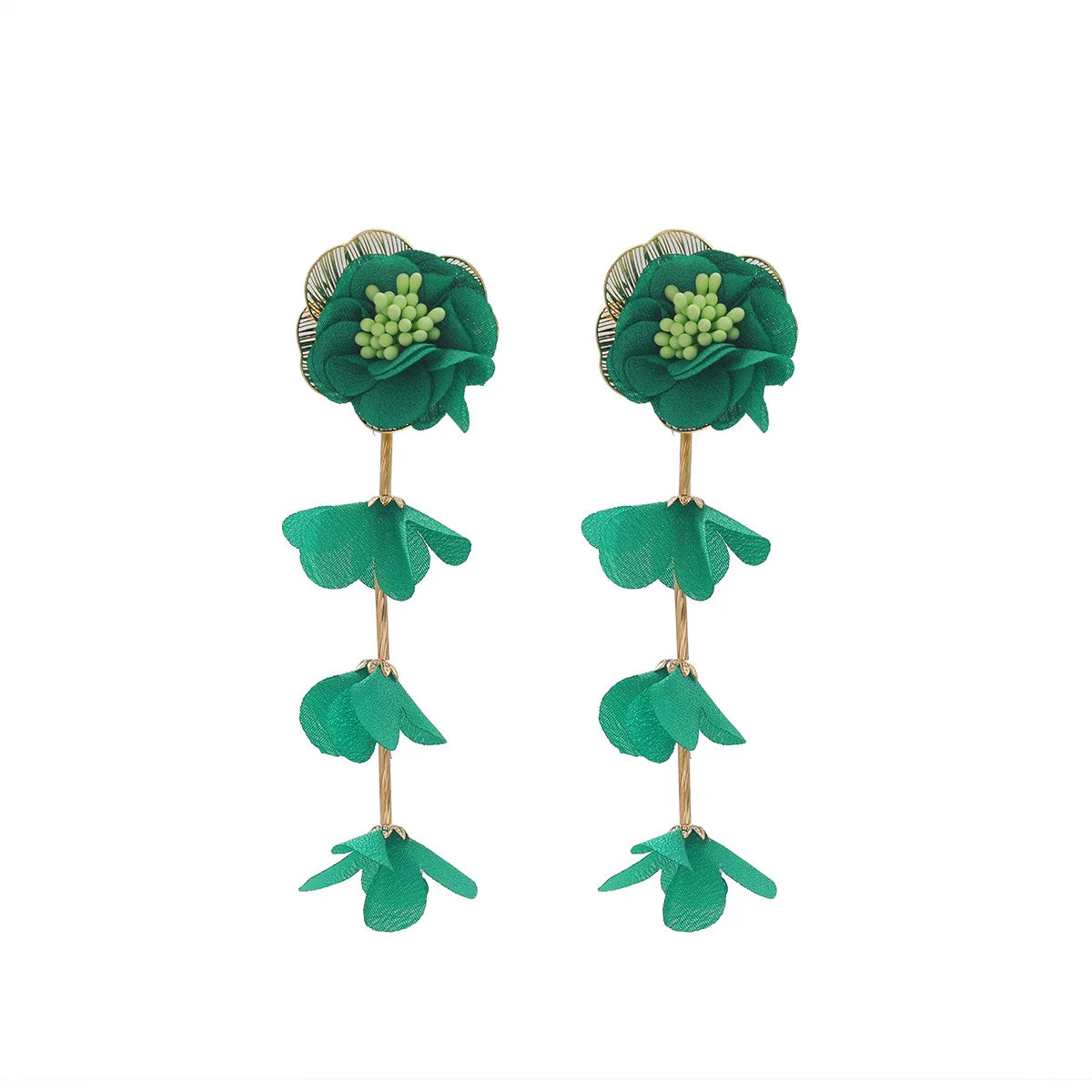 Chiffon flower multi-layer earrings, summer beach vacation style exaggerated earrings design, light luxury, niche