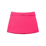 Women's Solid Color Skort with Belt Side Zipper Casual Shorts Skirts Fashionable And Stylish Women's Clothing