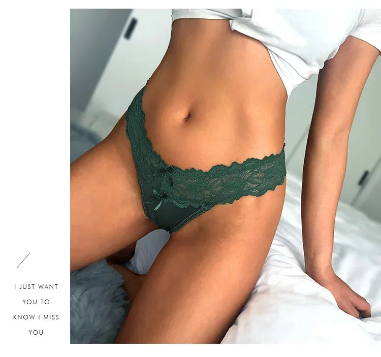 Women Sexy Lace Panties Low-waist Underwear Thong Female G String Breathable Lingerie Temptation Embroidery Intimates