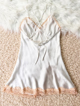 Women's Sexy Fashion V-Neck Sleep Dress Lace Trim Crisscross Back Nightgown Loungewear