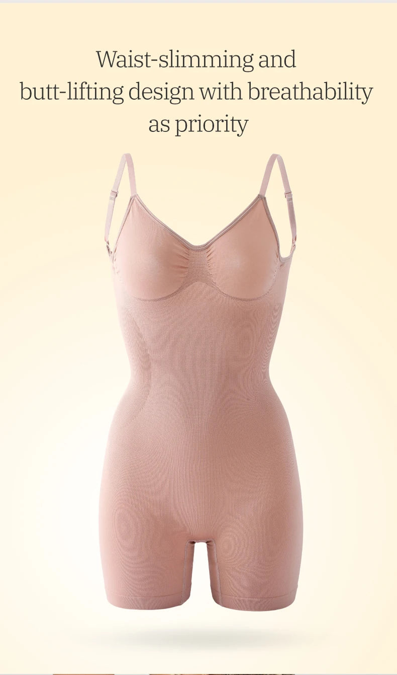 Flarixa Women's Low Back Seamless Bodysuit Tummy Control Hip Lifter Full Body Shaper Backless Shapewear Jumpsuit Slim Corset