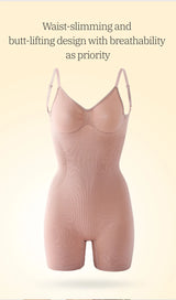 Flarixa Women's Low Back Seamless Bodysuit Tummy Control Hip Lifter Full Body Shaper Backless Shapewear Jumpsuit Slim Corset