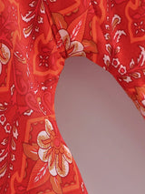 Boho Queens Red Floral Beach Kimono Short Robe Swimsuits Women Fashion Batwing Sleeves Rayon Bohemian Bikini Cover Ups Beachwear