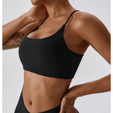 Solid Color U-Shaped Multi-Strap Cross Back Women Fitness Sports Bra Top Gym Yoga Athletic Tight Workout Jog Soft With Chest Pad
