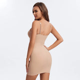 Slimming Full Length Shapewear Slips Nude Straight Tube Dress Body Shaper Women Skinny Under Dresses Underwire Cup Black