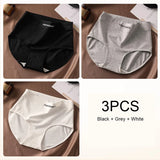 3PCS Woman High Waist Briefs Breathable Underwear Women Large Size Lingerie Pure Cotton Sexy Underware Triangular Panties Female