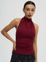 Sexy Backless Pure Color Summer New Women's Tank Top T-shirt Sleeveless Polyester Fiber Cross-Border Clothing