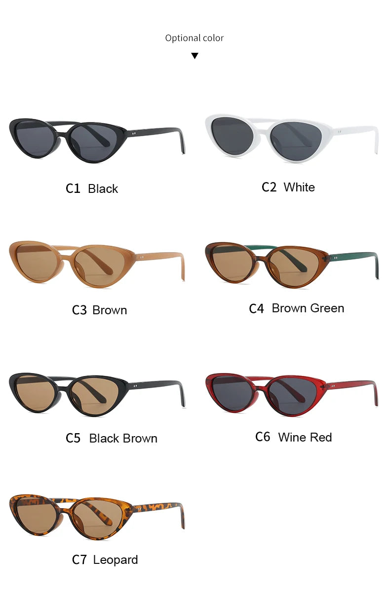 2pcs Retro Small Cat Eye Sunglasses for Women Men Rivet Design Fashion Triangle Sun Glasses Cute Style Multi Color Eyeglasses