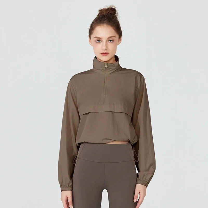1PC Women's Long-Sleeve Fitted Athletic Jacket for Spring & Fall - Ideal for Running, Gym Workouts & Yoga
