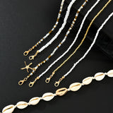 7Pcs/Set Boho Starfish Conch Rice Beads Pendant Necklace for Women Fashion White Color Multi layered Necklace Set Summer Jewelry