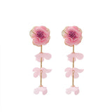 Chiffon flower multi-layer earrings, summer beach vacation style exaggerated earrings design, light luxury, niche