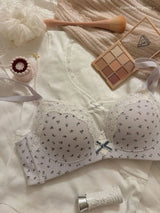Teenage Sexy Lace Floral Bra Set Comfortable Non-steel Ring Beauty Back Small Breasts Gathered up Support Anti-Sagging Bra Set