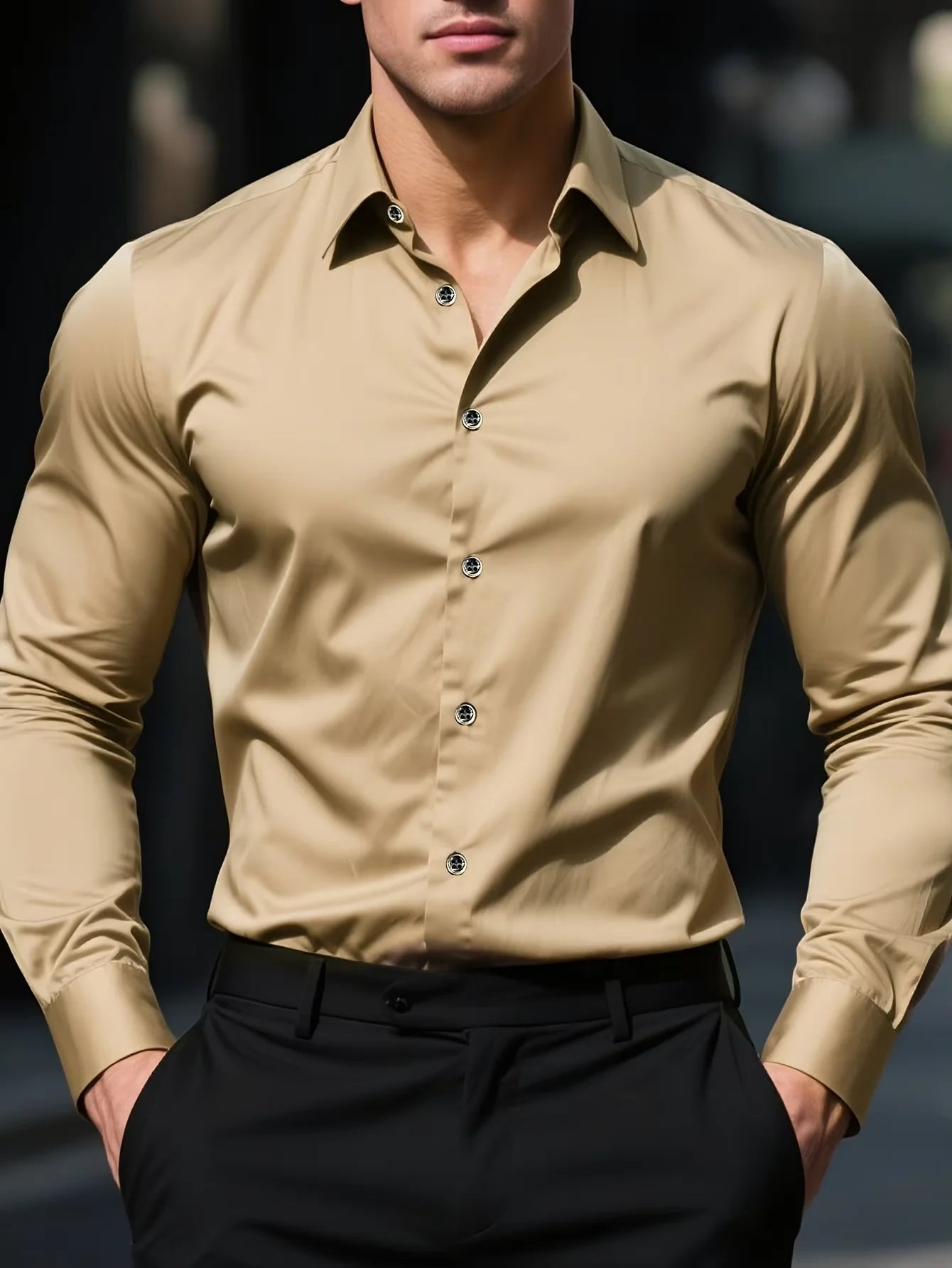 New Men Shirt Elegant Fashion European Long Sleeve Classic Smart Casual Elastic Anti-pilling Male Business Dress Shirts