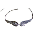 Vintage Angel Wings Feather Choker Big Pendant Aesthetic Link Chains Statement Necklace for Women Collar Bib Wedding Tribal Gift