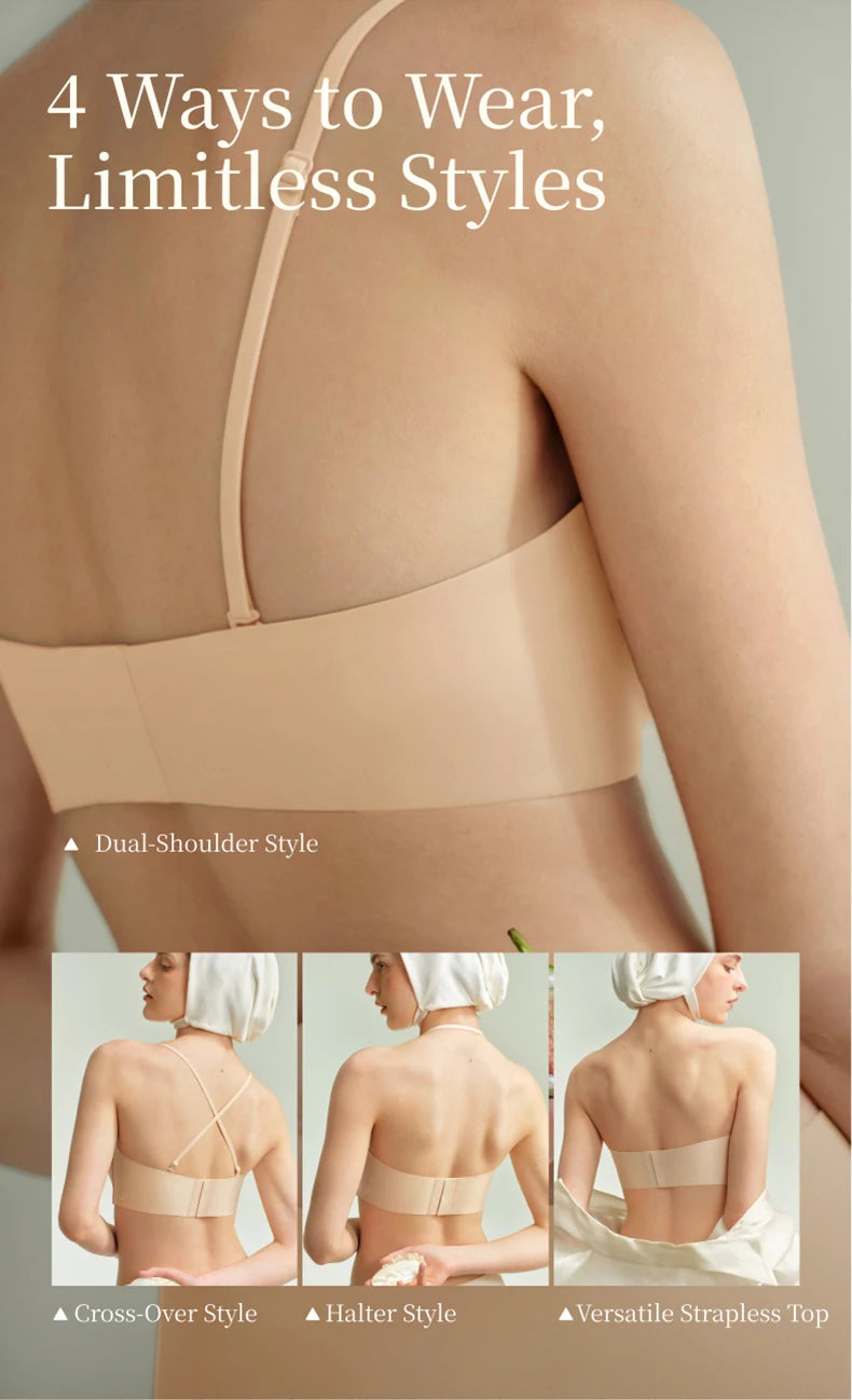 SUJIIN Summer Invisible Strapless Bras for Women Seamless Wireless Push Up Bra Lady Tube Top Supportive Bralettes Woman MX388