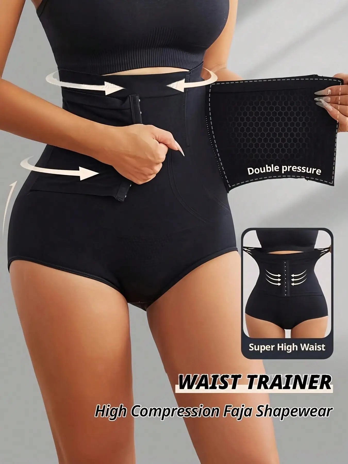 2PC,Women Seamless High Waist Waist Cincher Panty Briefs Strong Compression Faja Shaperwear Tummy Control Body Shaper Belly Shaping Butt Lifting Underwear