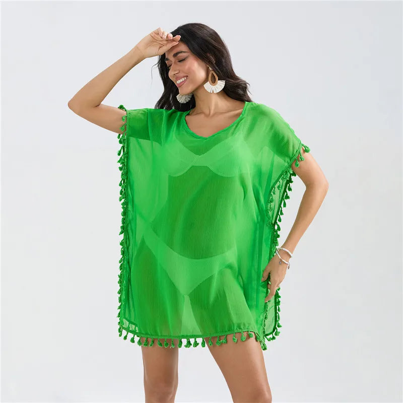 Women Beach Cover Up Lace Hollow Crochet Swimsuit Beach Dress Women 2025 Summer Cover-Ups Bathing Suit Ladies Beach Wear Tunic