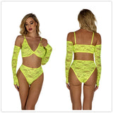 Women's Lingerie Set Sexy Lace Underwear See Through Bikini Erotic Bra for Ladies Low-waisted Thong Solid Color Erotic Lingerie