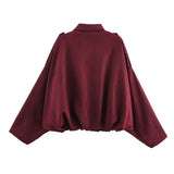 TFMLN Women Suede Bomber Jacket Spring New Fashion Long Sleeve Zipper Oversize Solid Bomber Coat Chic Lady 2025 Streetwear