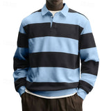 2026 New Striped Graphic Polo Shirts For Men Fashion Autumn Long Sleeve 3D Printed Golf Polo Casual Oversized Business Tops