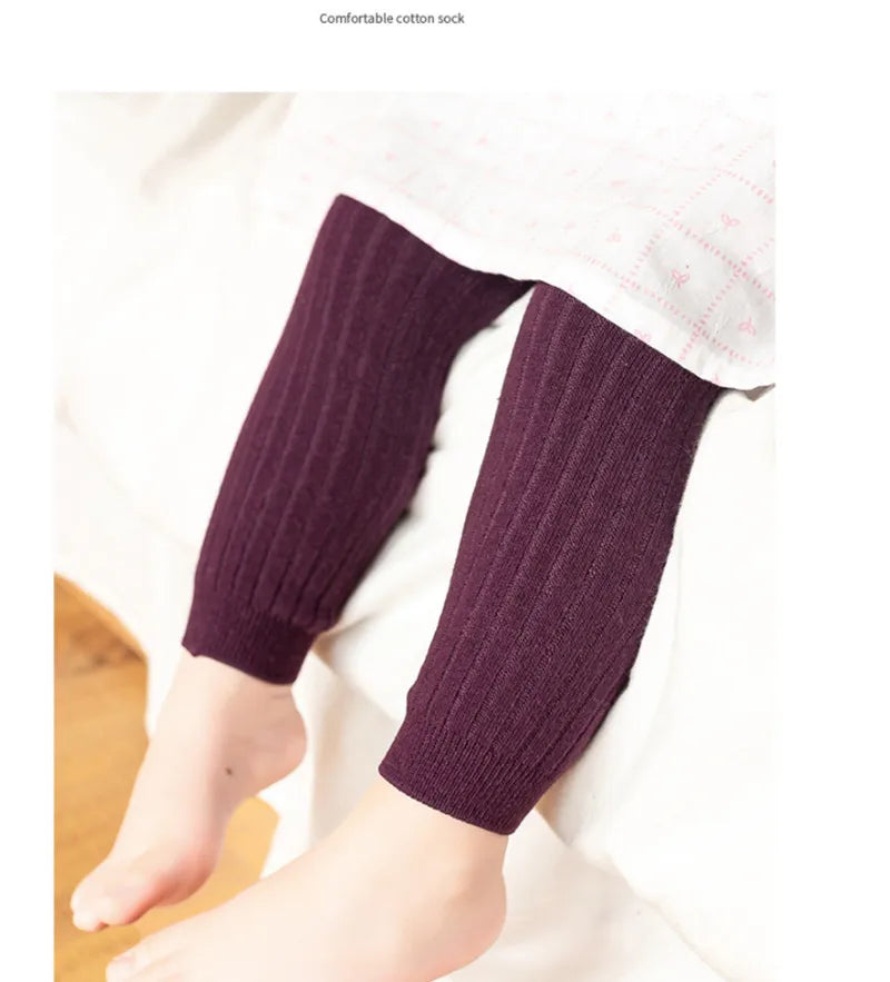 Autumn Baby Boys Girls Pants Newborn Kids Leggings Tights Solid Cotton Stretch Kids Children Knitting Trousers For 0-6 Years