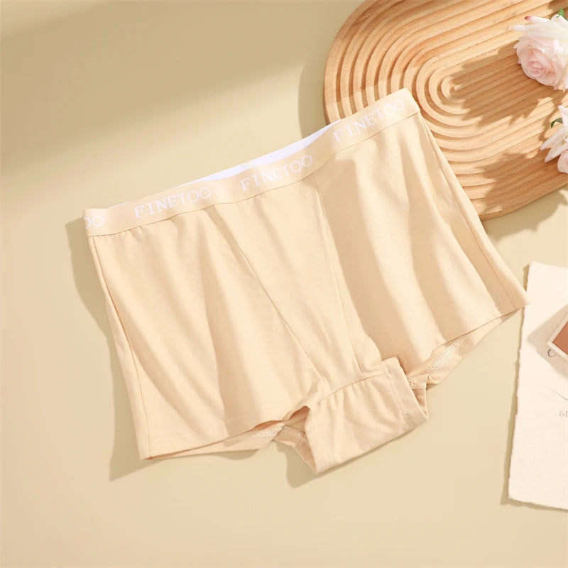 3Pcs Women's Panties Cotton Seamless Sports Boxers Underwear Female Solid Color Briefs Lingerie Intimate Underpant Finetoo S-XXL
