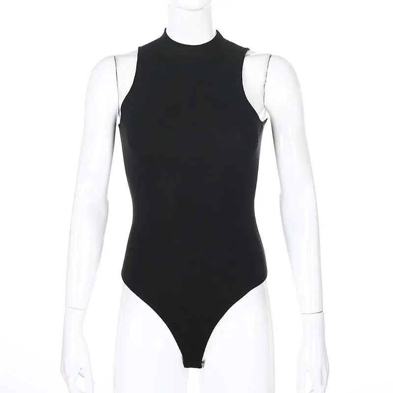 Harajuku Solid Jumpsuit Women Sleeveless Bodycon Sexy Black Body Tops Fashion Streetwear Vintage Y2k Gothic Bodysuits Clothing