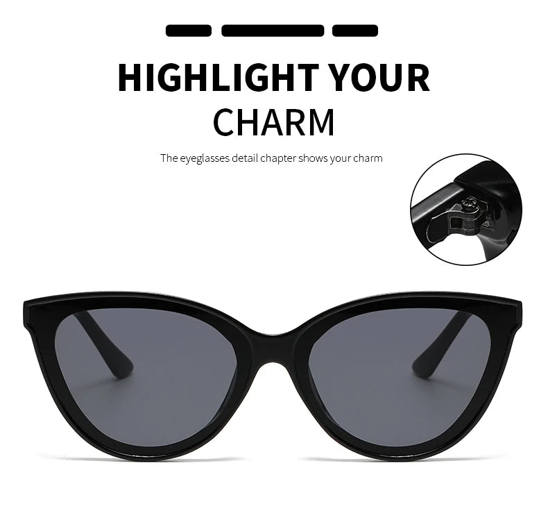 Large Frame Cat Eye Sunglasses Women New Retro Minimalist Style Gradient Sun Glasses High Quality Eyeglasses UV400
