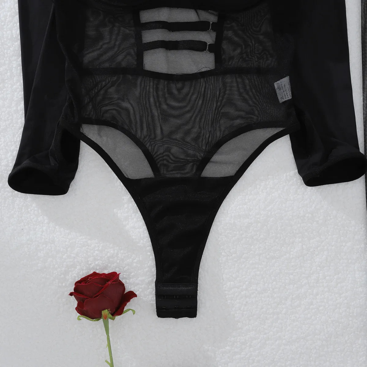 2025 New Perspective Mesh Body Shaping Jumpsuit Women's Sexy Splicing Split Skirt Female See Through Underwear 3-Piece Brief Set