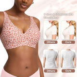 Deep V Jelly Bras Wireless Comfortable Bra Supportive No Underwire Bras Tshirt Push Up Bralette Pink Leopard Plunge Seamless Bra
