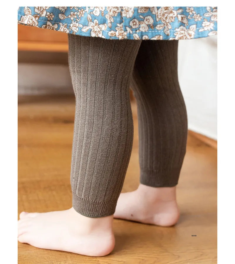 Autumn Baby Boys Girls Pants Newborn Kids Leggings Tights Solid Cotton Stretch Kids Children Knitting Trousers For 0-6 Years