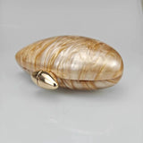 Acrylic Egg Shape Cutch Bag Women Designer Evening Party Cute Pearl Shell Purse Rose Red Metal Clasp Women Shoulder Messenger