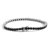 New Fashion Real S925 Sterling Silver Plated 18K Gold 5A Grade Zircon Black Tennis Bracelet for Men and Women Fashion Jewelry