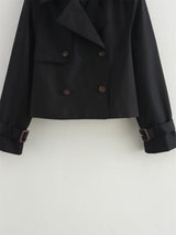 Ladies Vintage Cropped Trench Spring Autumn Jacket Women Streetwear Double Breasted Long Sleeve Top Female Chic Coat Outfits