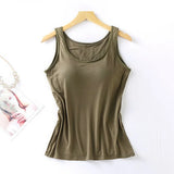 2026 Women's Vest Tops With Built In Bra Neck Vest Padded Slim Fit Tank Tops Sexy Shirts Feminino Casual Underlay shirt slimming