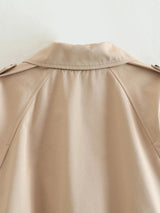 2024 Belt Cropped Trench Spring Jacket Women Vintage Streetwear Double Breasted Long Sleeve Top Female Coat Outfits
