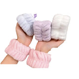 Women's Soft Coral Fleece Headband Wide Bow Hair Band Wristband for Skincare Face Washing Hair Accessories