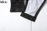 kliou Summer Women Mini Moto & Biker Milk Silk Bodysuit K24K45261 Girl Halter Backless Lace Up Tops Cool All-Match One Piece