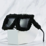 Y2K Oversized Plush Sunglasses Style Soft Fluffy Winter Shades Party Christmas Halloween Cosplay Novelty Glasses for Women