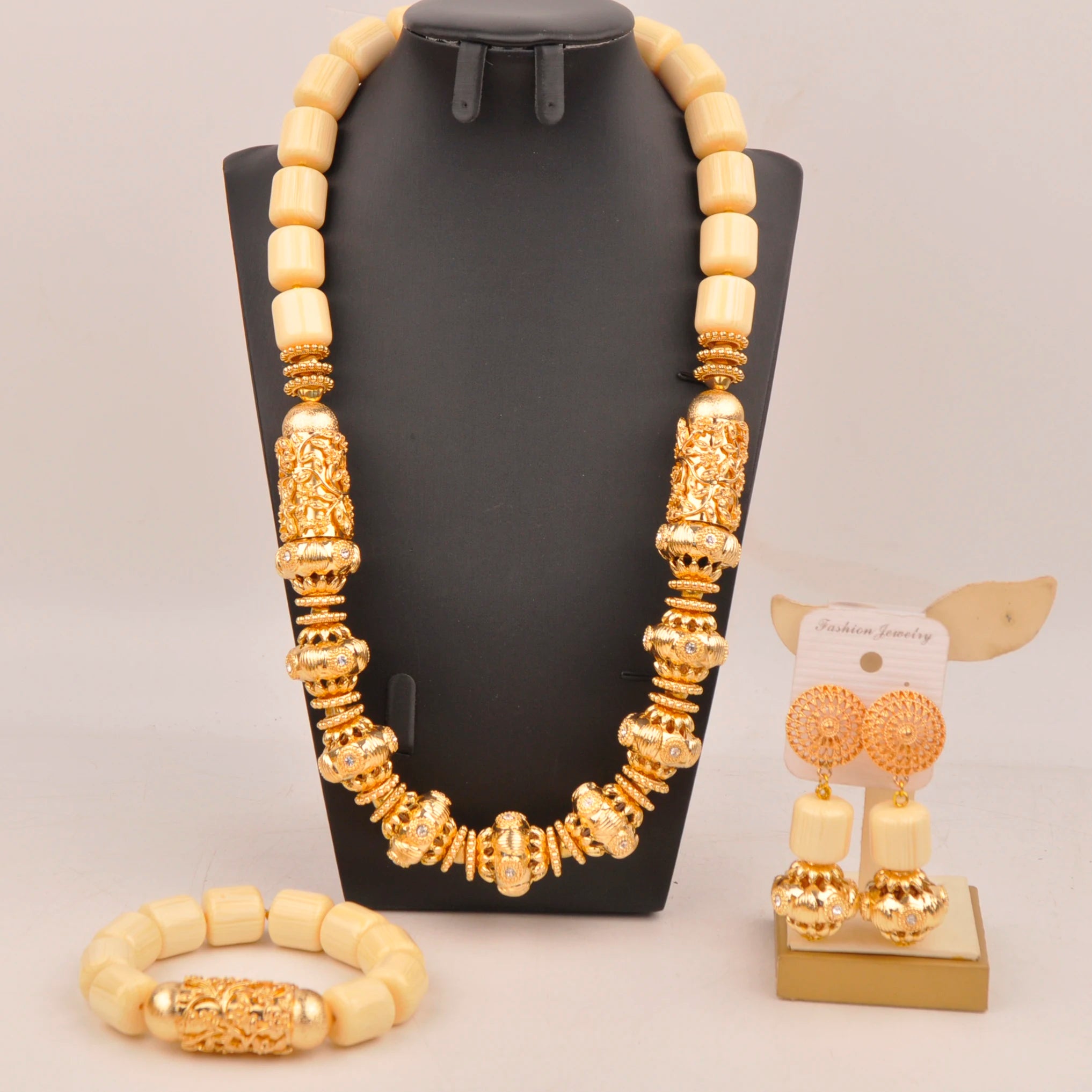 32inches 2Layers orange artifinal nigerian coral bead jewelry set wedding