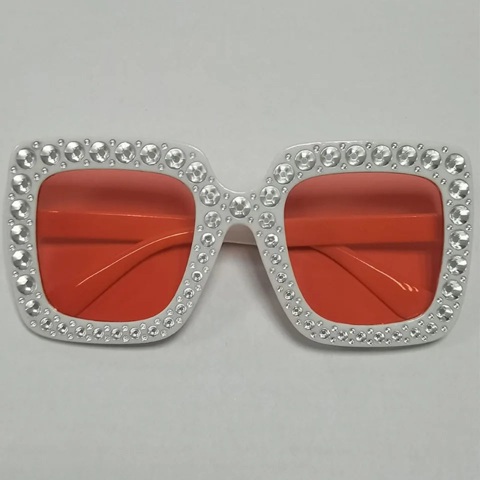 Diamond Oversized Sunglasses Big Square Frame Sunglasses UV400 Crystal Eyewear Retro Rhinestone Frames Eyeglasses