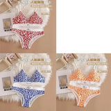 1/3/8Pcs Seamless Bra Set Low Waist Panties Leopard Bralette Sexy Lingerie Set Vneck Sport Brassiere Female Cotton Underwear Set