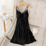 New Female Long Robe Nightgown Set Sexy Lace Trim Sleepwear Suspender Nightdress Spring Summer Casual Satin Home Dress Bathrobe