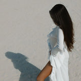 Beach Cover Up Cover-ups Dress Chiffon Long Sleeve Sunscreen Beachwear Womens Clothing Sexy V Neck Ruffled Black White New Tunic
