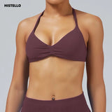 HISTELLO Impact Strappy Bra Women Seamless Gym Underwear High Support Halter Sexy Sports Clothing Push-up Yoga Workout Tank Top