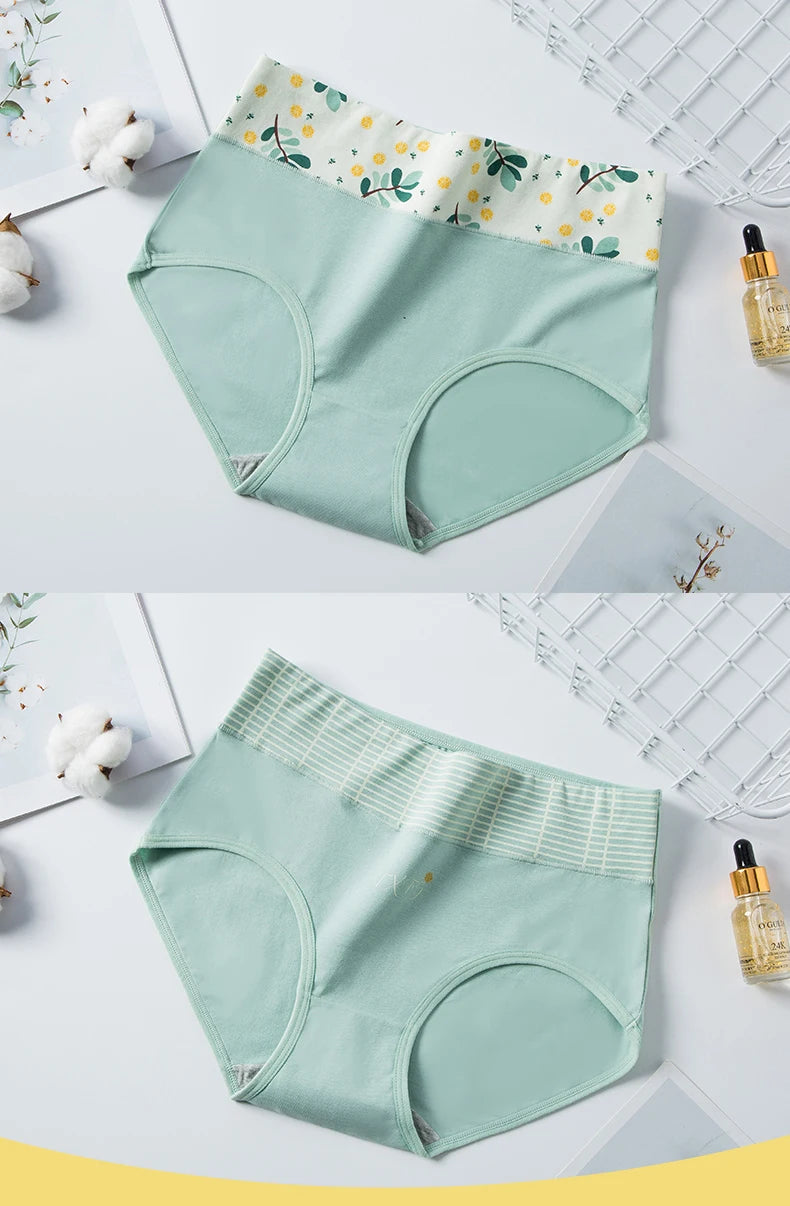 High Waist 4Pcs/Set Cotton Panties Women Body Shaper Fashion Briefs Plus Size M-4XL Underwear Breathable Comfort Female Lingerie