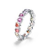 ALLNOEL Rainbow Band Ring for Woman Pure 925 Sterling Sliver 5A Zircon Eternity Fine Jewelry Colorful Engagement Birthday Gifts